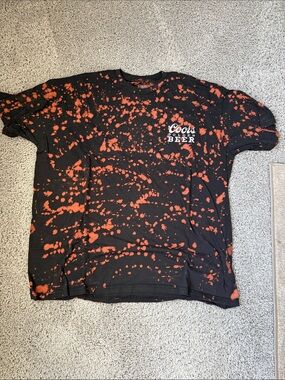 Coors Beer Black & Orange Splatter Short Sleeve Tee